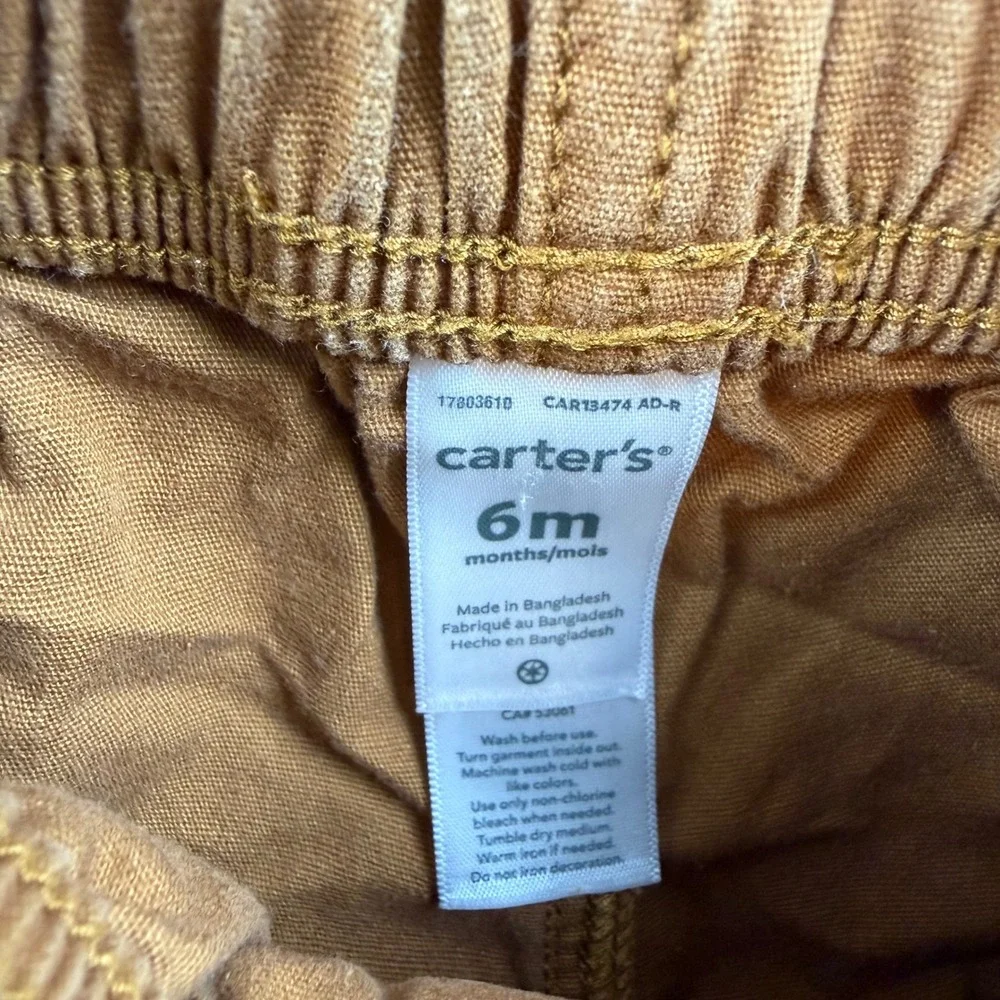 Carter's Jogger Pants Kid's 6M Brown‎ Elastic Waist 100% Cotton Chino Trousers